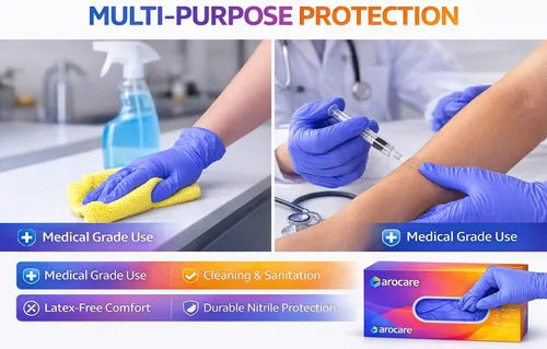 Miniatura 5 de AroCare Examination Nitrile Gloves, Disposable, Powder-Free, Latex-Free, Multi-Purpose Protective Gloves for Medical