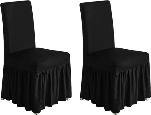 Miniatura 18 de molasofa Juego de 6 fundas para sillas de comedor, fundas elásticas para sillas con falda para cocina, protectores de asiento de cocina, decoración