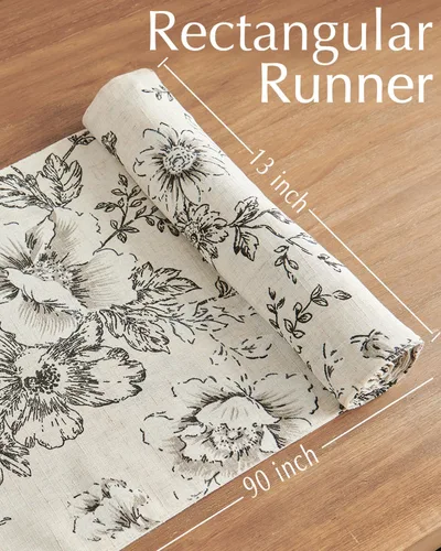Miniatura 5 de jinchan Camino de mesa de lino floral para cocina, granja, 13 x 90 pulgadas, para isla de cocina, mesa de comedor, decoración interior y exterior, 1