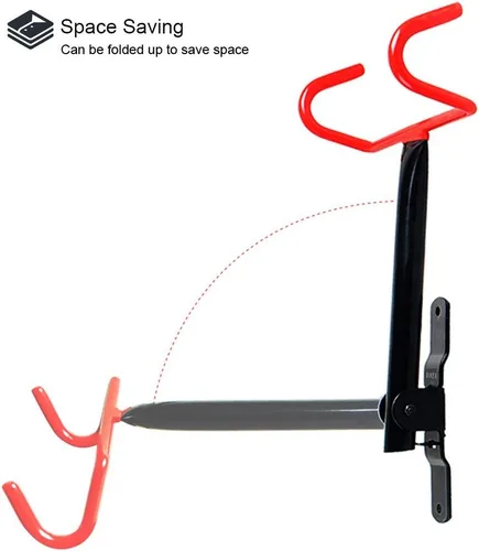 Miniatura 2 de Dirza Soporte de pared para bicicleta, paquete de 2 unidades, plegable, para almacenamiento de bicicletas, horizontal, gancho para garaje, cobertizo