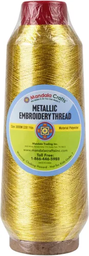Miniatura 4 de Mandala Crafts Juego de hilo de bordado dorado antiguo metálico – 3281 yardas de hilo dorado antiguo para máquina de coser a mano, aguja de punto