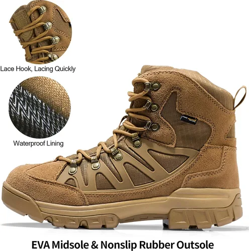 Miniatura 4 de FREE SOLDIER Mens Tactical Waterproof Lightweight Hiking Boots Military Combat Boots Work Boots