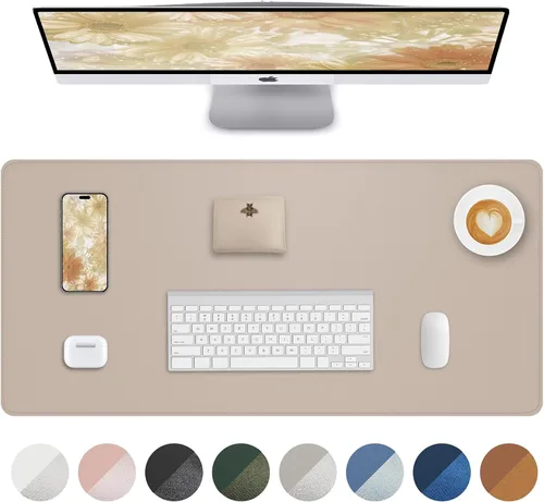 Miniatura 52 de Tapete protector para escritorio y mouse, antideslizante, de piel sintética, tapete impermeable de escritura para laptop, para oficina y hogar