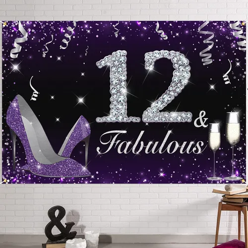 HAMIGAR Fabuloso telón de fondo de cumpleaños tacones altos morados