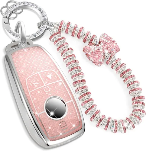 Miniatura 25 de Funda para llavero Jeep con llavero trenzado de diamante de lujo, funda suave mejorada para Wrangler Rubicon Gladiator JL JLU JT Sahara JLU Flip
