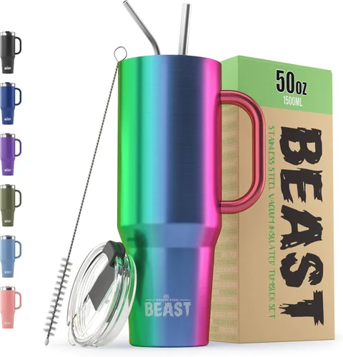 Miniatura 63 de Beast Vaso Térmico de 30 oz de Acero Inoxidable con Aislamiento al Vacío para Café y Hielo de Doble Pared Termo de Viaje (Rojo Arándano)