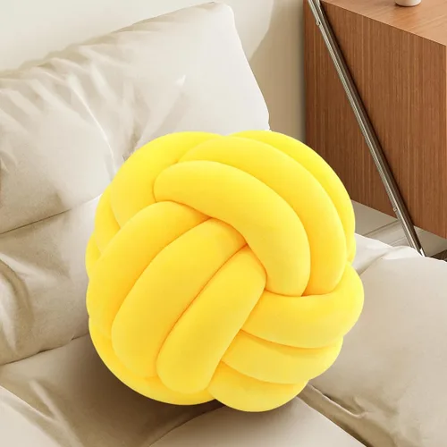 Miniatura 8 de Almohada Bola de Nudo Gris, Almohada Decorativa Hecha a Mano, Cojín Redondo Suave Anudado para Sofá y Dormitorio, Linda Decoración del Hogar