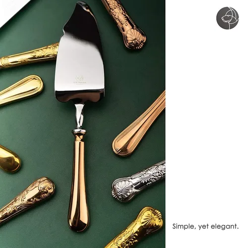 Miniatura 7 de Juego de 2 cuchillos y servidor para pastel de boda, juego de corte de pastel de acero inoxidable 18/10, cuchillo cortador de pasteles