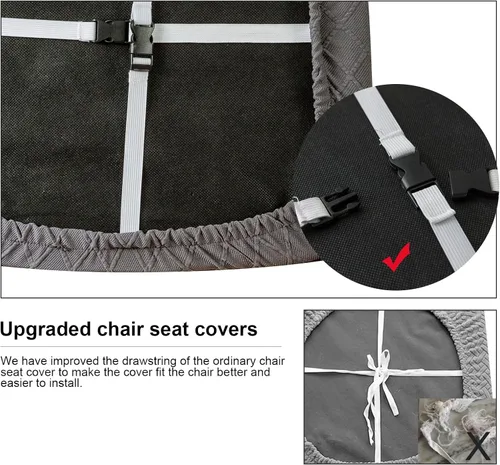 Miniatura 6 de Genina Fundas de asiento impermeables para sillas de comedor, fundas para sillas de comedor y cocina (gris oscuro, 2 piezas)