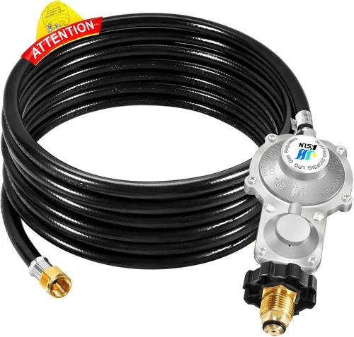 Miniatura 5 de GasSaf Regulador de propano de dos etapas de 5 pies con manguera para generador de combustible dual, electrodomésticos de RV, estufa de gas y más