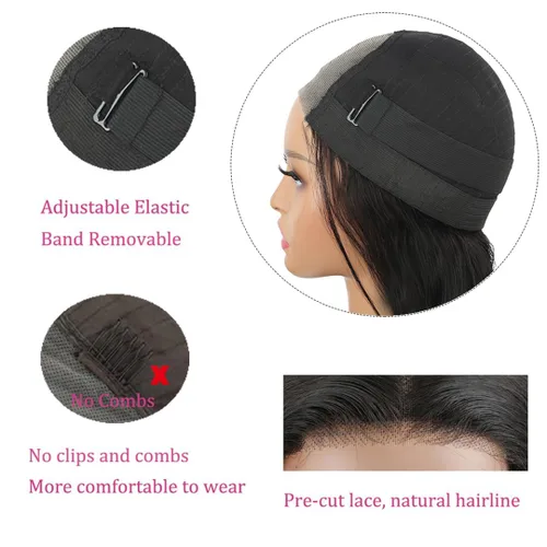 Miniatura 4 de Peluca de Cabello Humano con Corte Pixie Bob Sin Pegamento Pre Desplumada Pre Cortada Húmeda y Ondulada Pelucas de Encaje Frontal para Mujeres