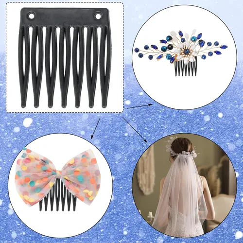 Miniatura 3 de Honbay 60 piezas de 7 dientes de plástico para boda, velo de novia, peines para peluca, accesorios para tocados, moño, moño, chignon, accesorios