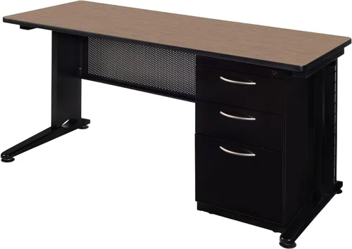Miniatura 10 de Regency Fusion - Escritorio para profesores de 48 x 24 pulgadas con unidad de cajón de pedestal individual, color cereza