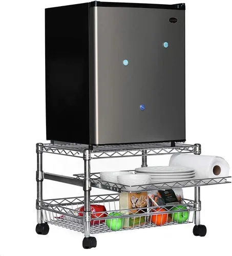 Miniatura 2 de SI Shelving Inc. - Mini carrito de nevera de 18 pulgadas de profundidad x 24 pulgadas de ancho x 14 pulgadas de alto para dormitorios con estante