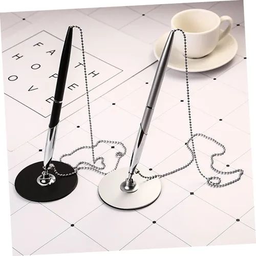 Miniatura 7 de NUOBESTY 2 bolígrafos de escritorio con cadena de bolas, bolígrafos de escritorio, bolígrafos de tinta de gel de seguridad para bancos, oficinas