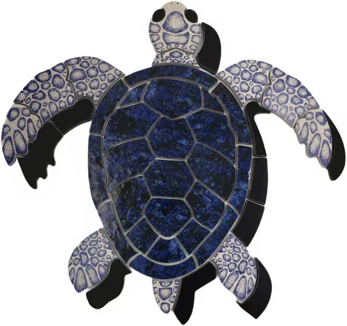 Miniatura 8 de Aquatic Custom Tile Blue Sea Turtle Group - Mosaico de piscina de porcelana