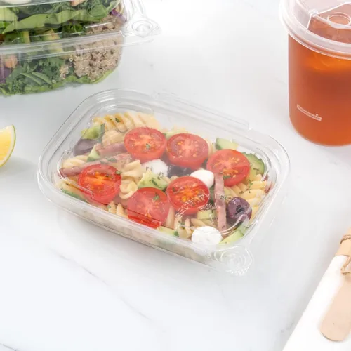 Miniatura 4 de Restaurantware Tamper Tek - Contenedores para llevar de 8 onzas, 100 recipientes a prueba de manipulaciones, tapa con bisagras, recipientes