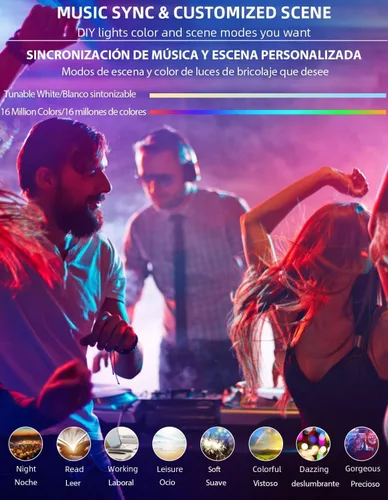 Miniatura 4 de Bombillas LED inteligentes WiFi, compatibles con Alexa y Google Home Assistant, sincronización de música, bombilla cambiante multicolor, A19 E26 10W