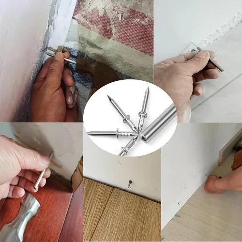 Miniatura 6 de Paquete de 200 clavos para zócalo, montaje en pared, doble cabezal, zócalos, tornillos invisibles para zócalo para instalación de zócalos, escalones