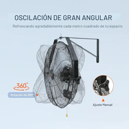 Miniatura 4 de VEVOR Ventilador de montaje en pared de 18 pulgadas, ventilador impermeable IP44 de 3 velocidades, máx. 4150 CFM montado en la pared