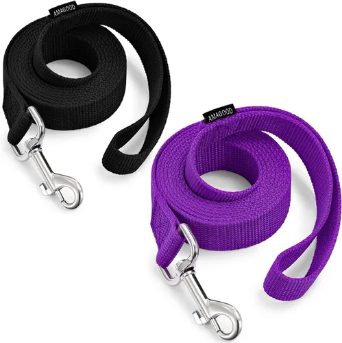 Miniatura 8 de AMAGOOD 6 pies de correas para cachorros/perros, correa de estilo tradicional resistente con gancho de cuello fácil de usar, correa para perros Negro