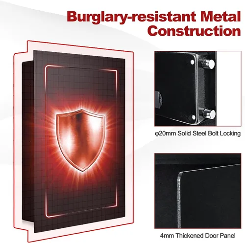 Miniatura 6 de IRONMAX Caja fuerte de pared, empotrada plana, oculta en la pared, caja de seguridad con luces LED y cerradura electrónica digital, 22 pulgadas