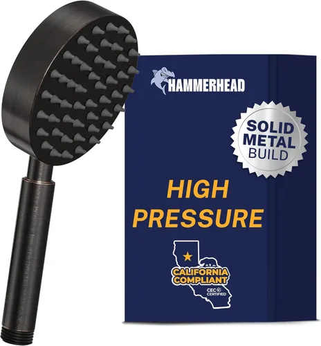Miniatura 12 de HammerHead Showers® Cabezal de ducha de mano de metal sólido, cromado, cabezales de ducha de alta presión de 2.5 GPM, varita rociadora de 4 Cromo