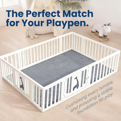 Miniatura 5 de Huloo Sleep Alfombra de Juego para Bebés para el Piso, Espesor de 1.3" de Espuma Elástica, Alfombra de 50"×74" para Pecho, Repelente al Agua, Gris