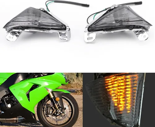 Miniatura 2 de Señales de giro delanteras para lente para Kawasaki ZX14R 2006-2010, ZX10R 2006-2007, ZX636/ZX6R 2005-2010, Ninja 650F 2006-2008, Concours 2008-2010