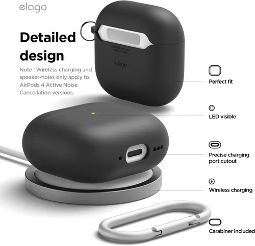 Miniatura 6 de elago Funda híbrida líquida compatible con AirPods 4, compatible con AirPods de 4ª generación, protección de triple capa, llavero incluido, carga