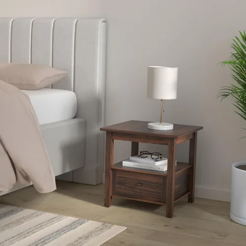 Miniatura 2 de SIMPLIHOME Warm Shaker - Mesa auxiliar de madera maciza de 20 pulgadas de ancho x 20 pulgadas de alto, color marrón carbón envejecido, mesa