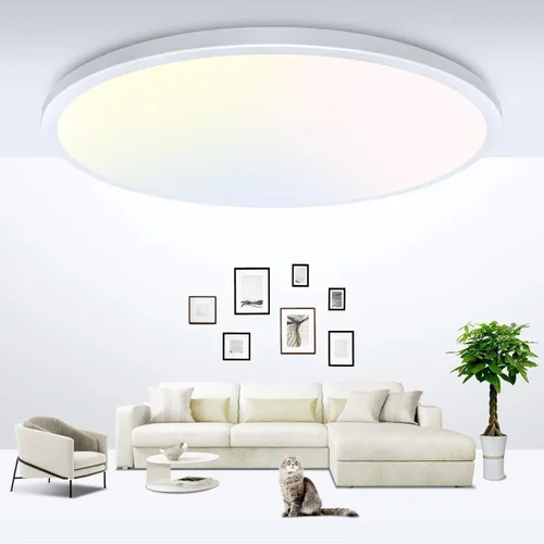Miniatura 8 de Zemty Paquete de 8 lámparas de techo LED de montaje empotrado de 12 pulgadas, lámpara de techo súper delgada de 28 W 3200 lm, lámpara de techo Negro