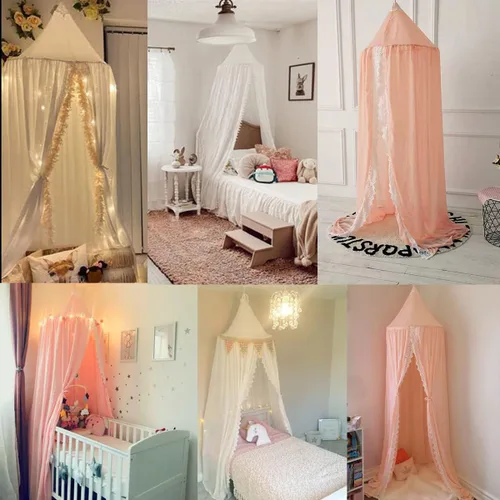Miniatura 6 de Toldo de cama con cúpula de princesa, mosquitera suave, cortinas de cama para colgar decoración de la casa para jugar al rincón de lectura Naranja