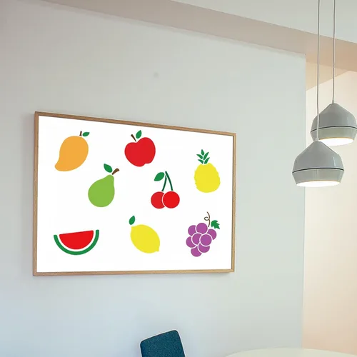 Miniatura 7 de MAYJOYDIY 10 plantillas de frutas de 6 x 6 pulgadas, mango, limón, pera, uva, cereza, sandía, plátano, piña, fresa, plantilla de pintura con pincel