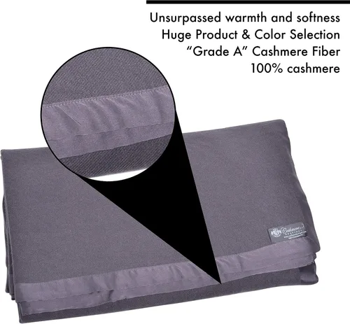Miniatura 3 de Cashmere Boutique: Manta individual de cachemira 100% pura en 4 capas (color: gris medio, tamaño: 60 "x 90") - Tamaño individual Pure Cashmere Luxury