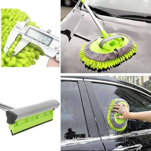 Miniatura 5 de LumiMokki Kit de trapeador de lavado de automóvil de 62 pulgadas, trapeador de limpieza de automóvil con mango largo de acero inoxidable para Verde
