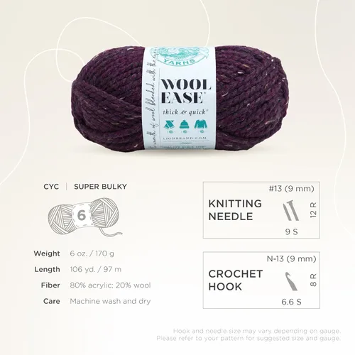 Miniatura 4 de Lion Brand Yarn - Ovillo de lana Wool-Ease Thick & Quick color fuerza aérea