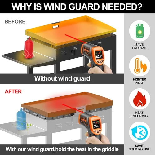 Miniatura 3 de Protectores de viento mejorados para parrilla Blackstone de 22 pulgadas, accesorios de parrilla Blackstone, pantalla magnética de viento de acero