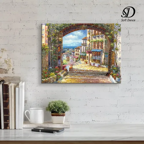 Miniatura 6 de SD SOFT DANCE Lienzo decorativo para pared de pueblo italiano, pintura de pueblo costero, reproducción de obras de arte para sala de estar