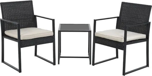 FDW Juego de 3 sillas de mimbre para patio, muebles de mimbre para exteriores, muebles de mimbre para patio, jardín, balcón, junto a la piscina