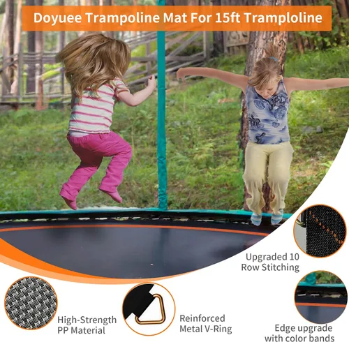 Miniatura 6 de Repuesto de alfombrilla de trampolín: se adapta a marco de tramplina de 15 pies con anillos 96/108 para elegir, se adapta a resortes de 5.3 a 8.5