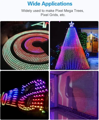 Miniatura 6 de ALITOVE Tira de montaje para 0.472 in WS2811 Pixel 5V 12V 24V RGB direccionable RGB LED Bullet Cadena de luces cuadradas, 164 pies/164.0 ft por