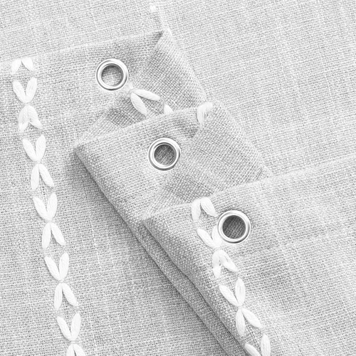 Miniatura 4 de MitoVilla Cortina de ducha bohemia extra larga de 72 x 96 pulgadas, color gris claro, moderna, estilo casa de campo, 96 pulgadas, XL, tela de lino