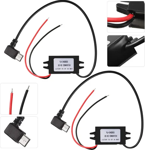 Weewooday Paquete de 2 convertidores de 12 V a 5 V CC, regulador de voltaje de módulo Buck de ángulo recto de 3A 15 W, adaptador de corriente para