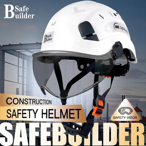 Miniatura 2 de Casco de Seguridad de Construcción con Visera Casco Duro ABS Cascos Duros de Ventilación Ajustable Protección de Cabeza de Trabajo Industrial