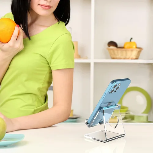 Miniatura 5 de Crpich Soporte Acrílico para Teléfono Celular, Soporte Portátil para Teléfono, Soporte Transparente para Teléfono de Escritorio, Compatible