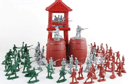 Miniatura 4 de NWFashion 150 piezas de juguete en miniatura juguete plástico tren ejército soldados figuras (3 colores)