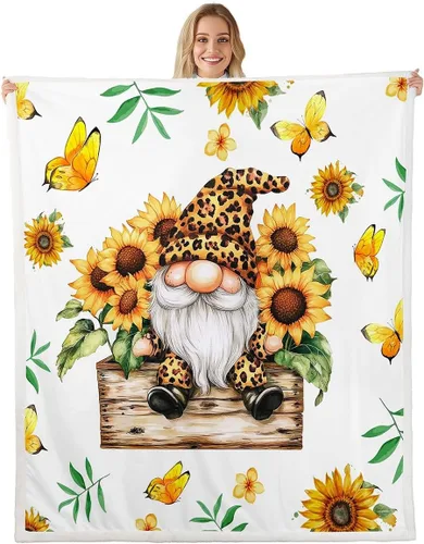 Miniatura 13 de Erosebridal Cartoon Gnomes Fleece Blanket,Dwarf Throw Blanket 40x50 Inch for Bedroom Living Rooms Sofa Couch,Colorful Stars Sherpa
