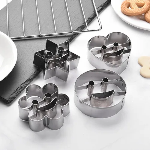 Miniatura 5 de Cortadores de galletas de acero inoxidable para hornear moldes de galletas para hornear metal, herramientas de modelado de cocina, 4 piezas