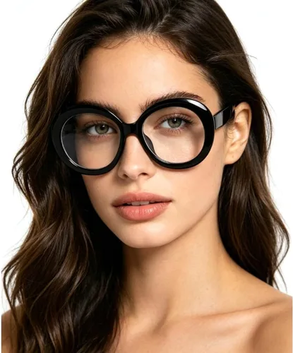 Miniatura 2 de willochra Lentes de lectura redondos de gran tamaño estilo Oprah con bisagra de resorte para computadora con bloqueo de luz azul para mujeres